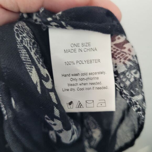 y2k black skull print emo scene infinity semi sheer scarf Grunge - Picture 2 of 4